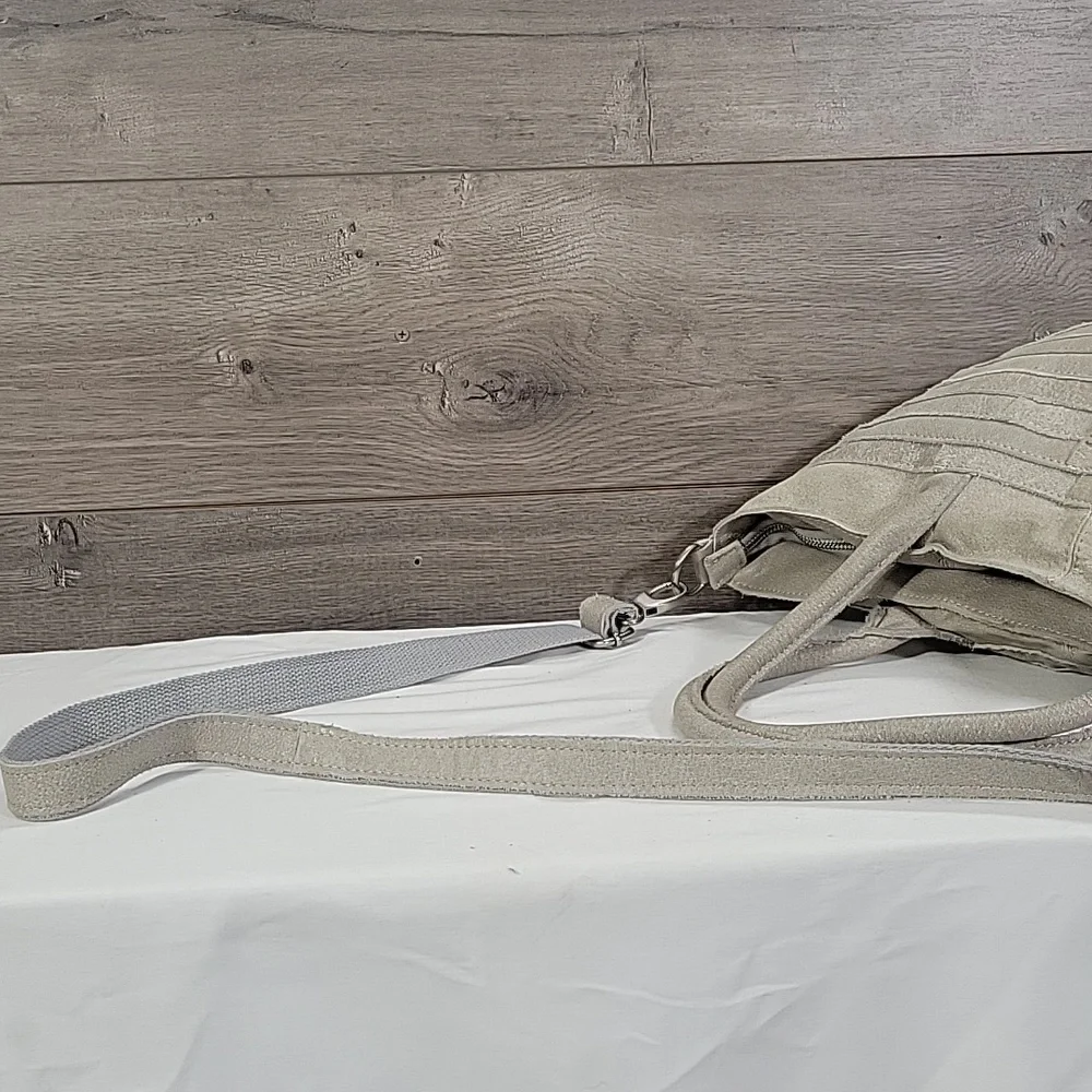 Monserat De Lucca for Anthropologie Gray Leather Tote Shoulder Bag